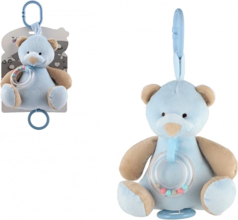 Hudební plyšový medvídek na zavěšení 18 cm – modrý