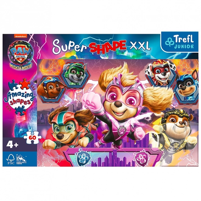 Puzzle Šťastní psi 60 XXL Super Shape Tlapková patrola/Paw Patrol 60x40cm v krabici 33x23x6cm