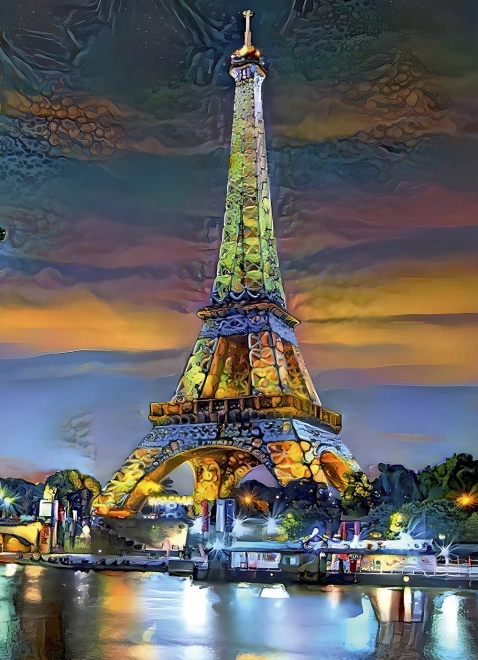 Puzzle Eiffelova věž při západu slunce