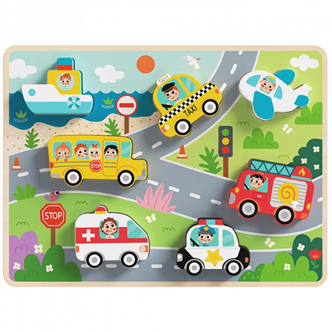 Dřevěné puzzle Montessori město