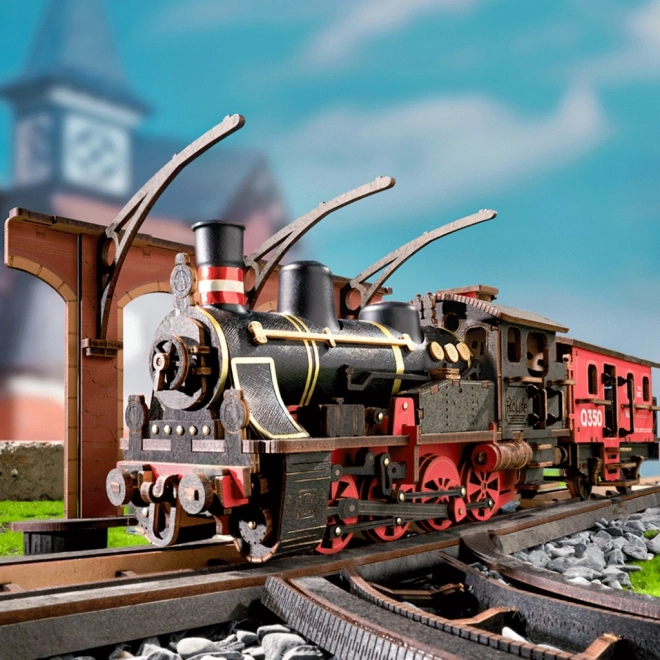 3D Dřevěná Skládačka Vintage Parní Lokomotiva