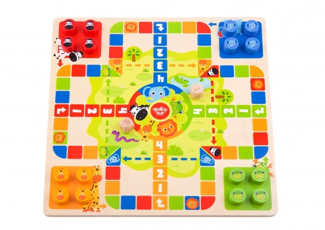 Dřevěné stolní hry 2v1 Ludo a Uvolněte zvířátka