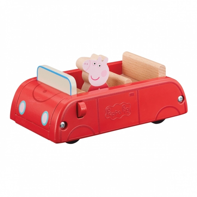 Dřevěné auto Prasátko Peppa pig + figurka