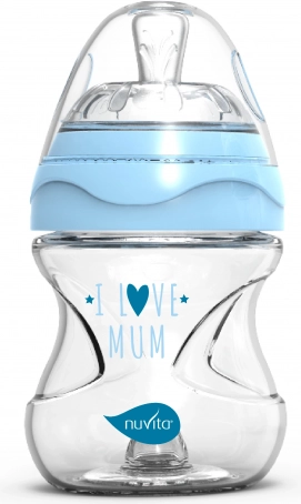 Skleněná kojenecká láhev Nuvita modrá 140 ml