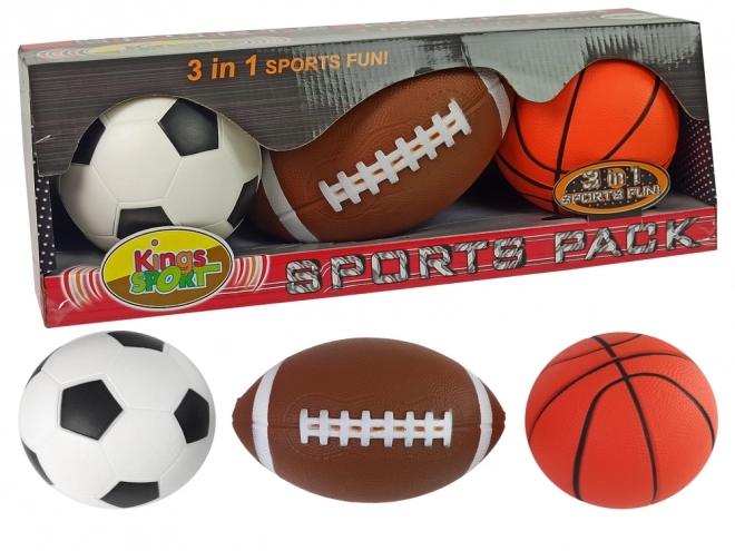 Sada měkkých sportovních míčů 3v1 Fotbal Basketbal Baseball