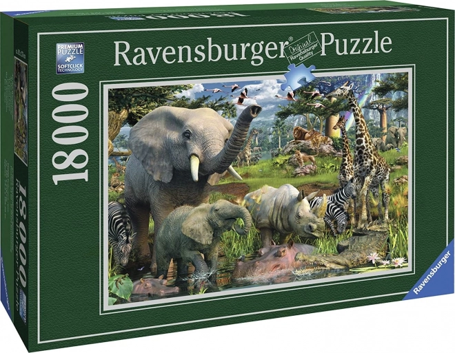RAVENSBURGER Puzzle Zvířata u zdroje vody 18000 dílků