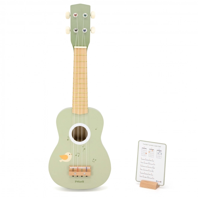 Dřevěné ukulele pro děti zelené s notami