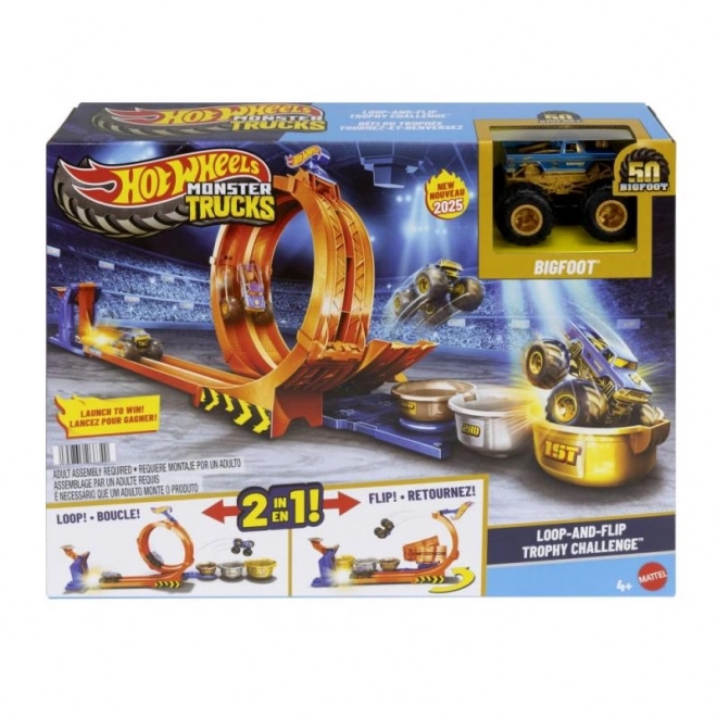 Hot Wheels monster truck dráha se smyčkou a Bigfootem