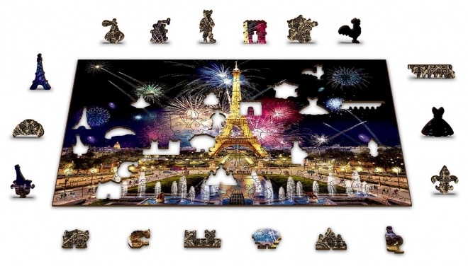Dřevěné puzzle noční paříž