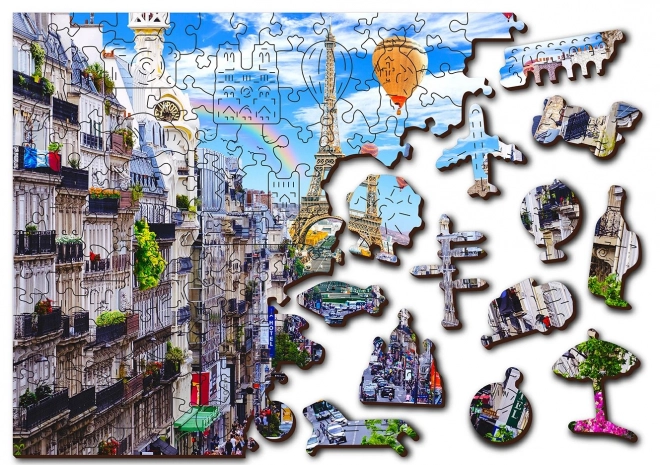 Dřevěné puzzle rušná paříž 2v1