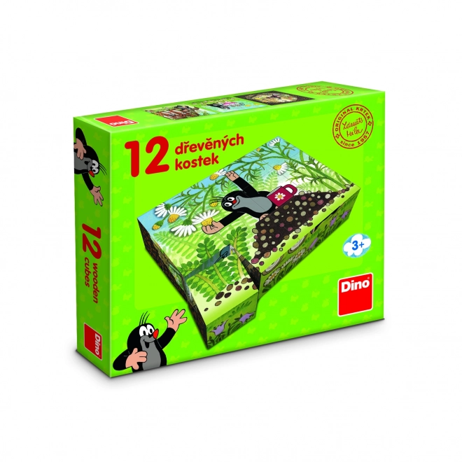 Kostky kubus Krtek a přátelé dřevo 12ks v krabičce 21x18x4cm