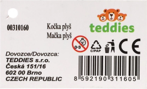 Ležící plyšová hračka kočka