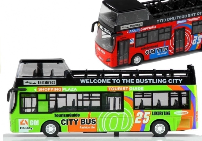 Turistický dvoupatrový autobus 1:32 Otevírání dveří Zelená barva
