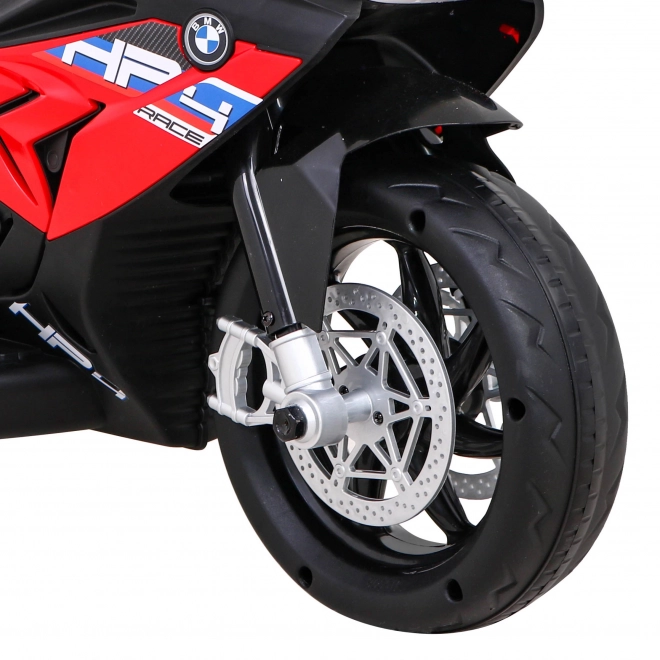 BMW HP4 Dětská motorka na baterie červená + 3 kola + LED + MP3 USB + eko kůže