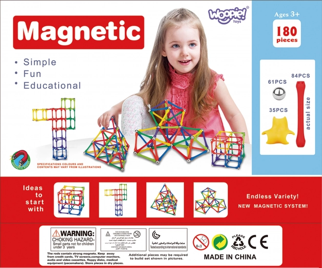 Magnetické stavební bloky Woopie Kreativní puzzle 180 ks