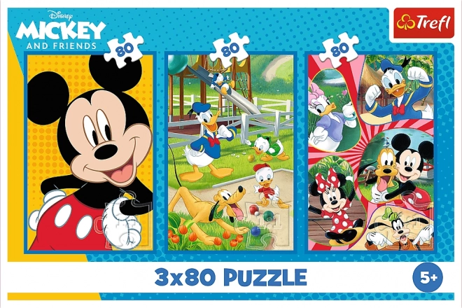 Puzzle Tým Mickey Mouse 3x80 dílků