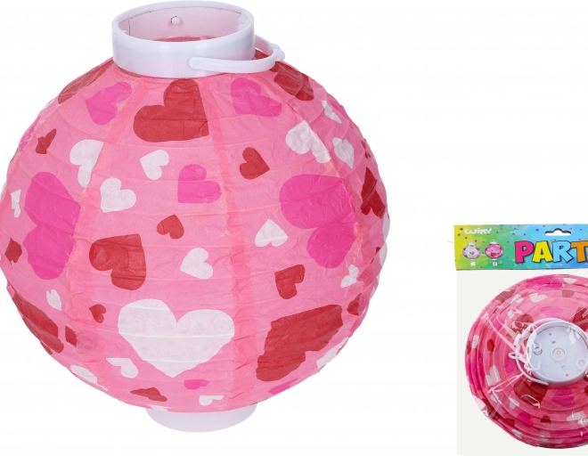 Lampion koule 20 cm na baterie s motivem srdíček