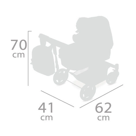 DeCuevas 80537 Skládací kočárek pro panenky 3 v 1 s batůžkem TOP Collection 2020 - 70 cm