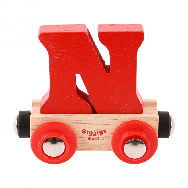 Bigjigs Rail Vagónek dřevěné vláčkodráhy - Písmeno N