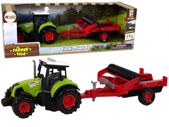 Dětský traktor s přívěsem Farmářské auto – červený