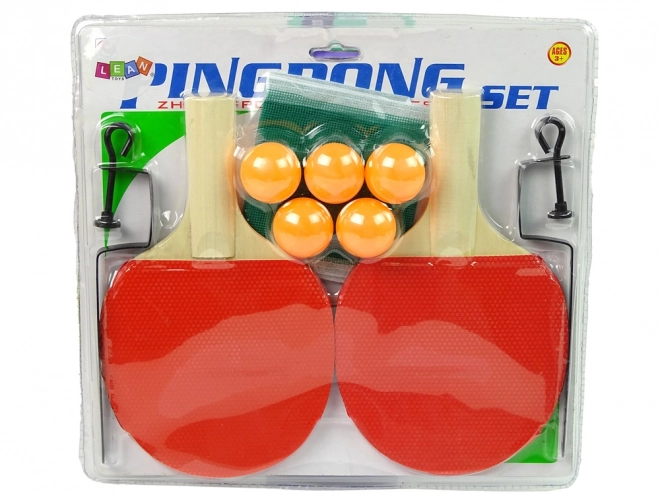 Sada Na Stolní Ping Pong Rakety Síťka 5 Míčků