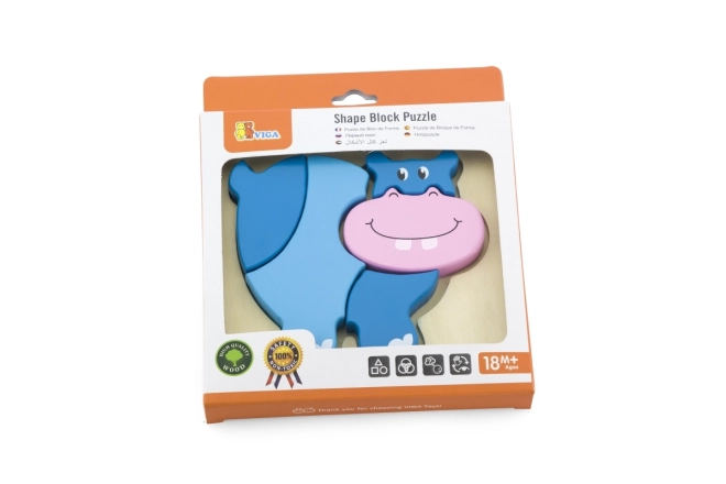 Dřevěné puzzle pro nejmenší - hroch