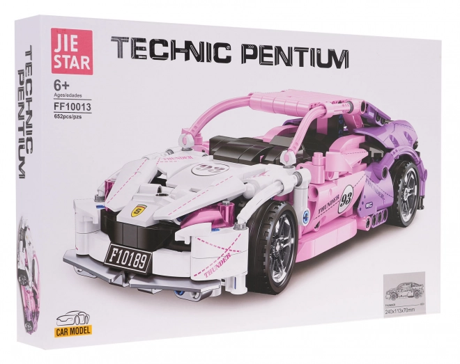 Sada růžových sportovních autíček 652el.