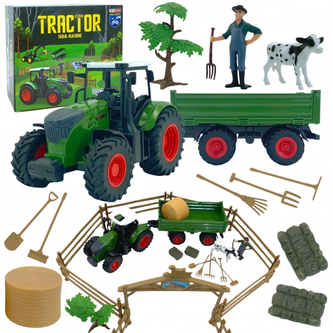 Mini farma traktor se zvířátky a nástroji od Woopie
