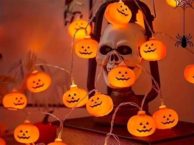 Světelná dekorace Dýňová girlanda na Halloween