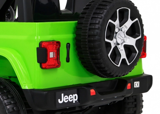 JEEP wrangler rubicon elektrické autíčko pro děti, zelené, 12 V, EVA kola, dálkové ovládání, MP3, LED