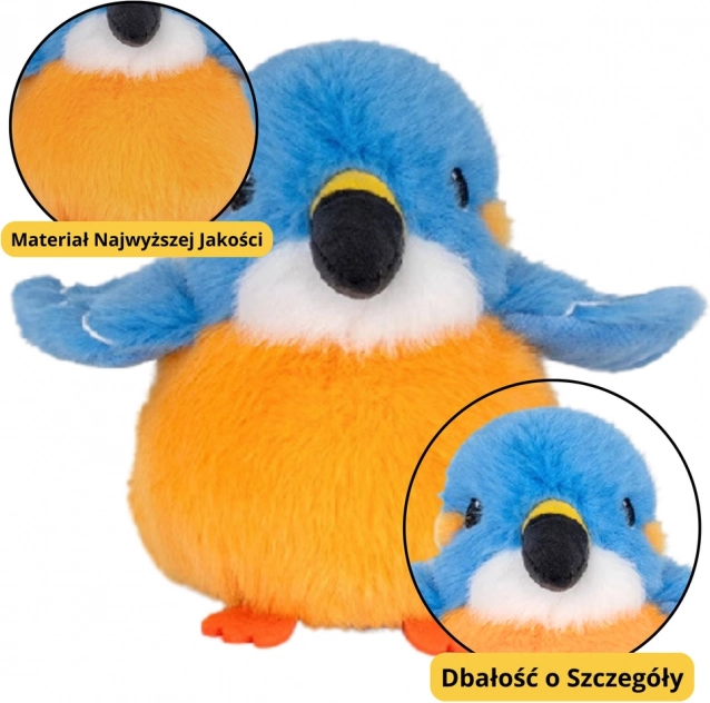 Plyšový ptáček modro-oranžový s přívěskem 12 cm