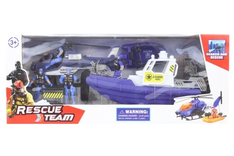 Policejní set s člunem a helikoptérou