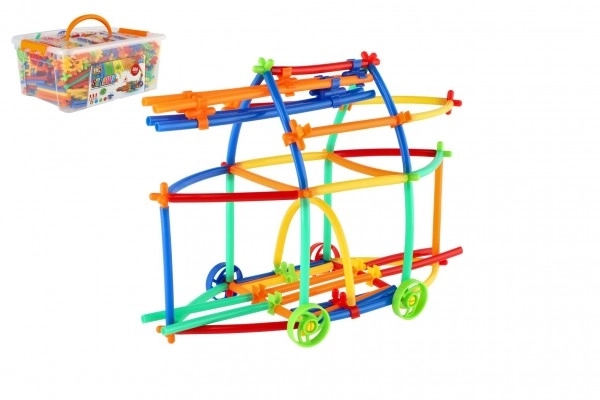 Kreativní stavebnice ze slámek 800 ks v plastové krabici
