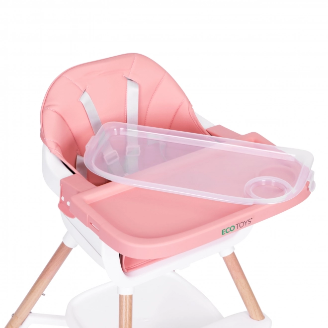 Dětská jídelní židlička 2v1 růžová ECOTOYS