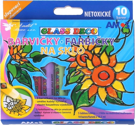 Barvy na sklo – sada 10×10,5 ml s černou konturou