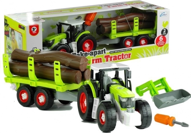 Rozkládací traktor s přívěsem na dřevo