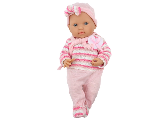 Stylový růžový outfit se svetříkem, čepičkou a šálou
