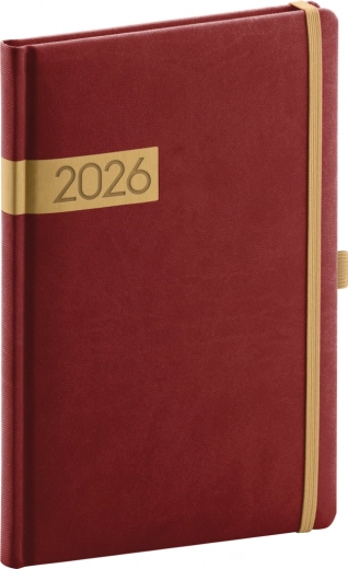 Týdenní diář bordó-zlatý 2026