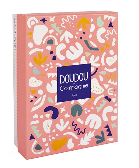 Doudou dárková sada - hračka s úchytem na dudlík dinosaurus růžový