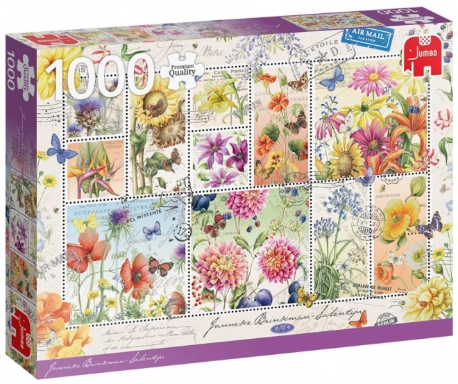 Jumbo puzzle letní květinové známky 1000 dílků