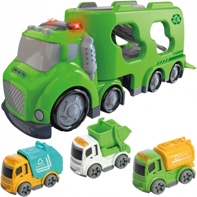 Woopie zelená odtahová služba City Truck s efekty zvuku a světla