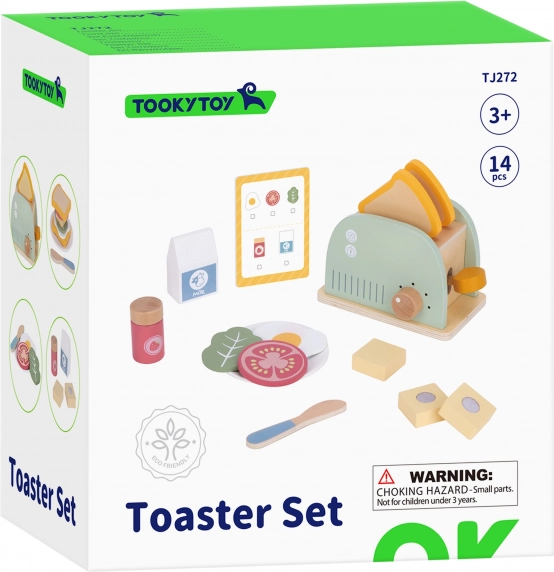 Dřevěný toster pastelový snídaňový set od Tooky Toy