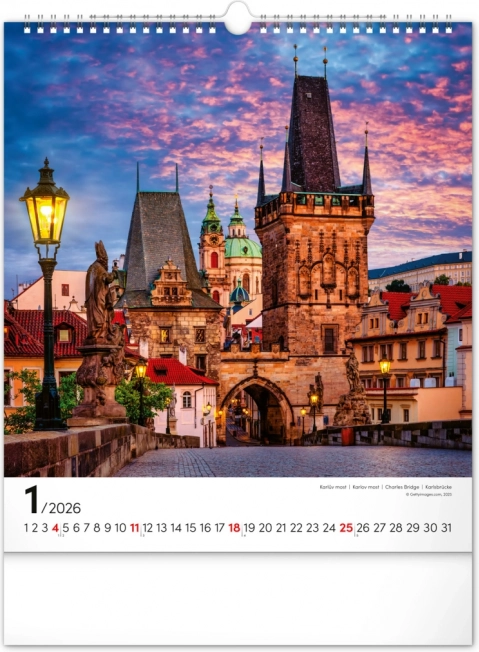Nástěnný kalendář Praha 2026