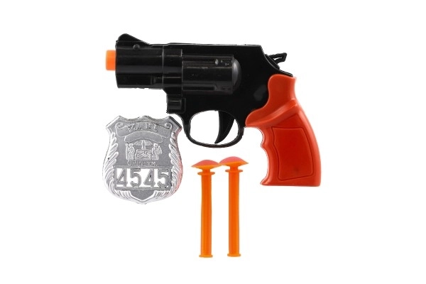 Policejní pistole s odznakem a přísavkovými šipkami, 15 cm