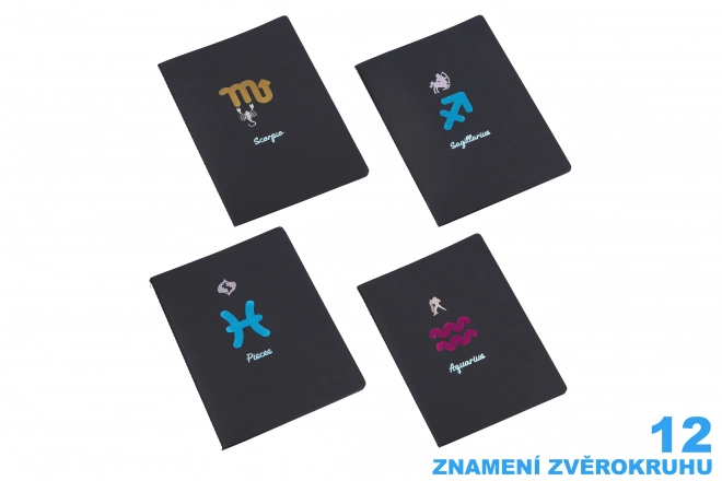Zodiac poznámkový blok 18,5x25,5 cm s 26 černými linkovanými stranami