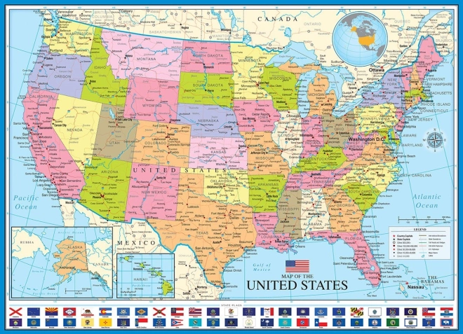 Puzzle EUROGRAPHICS Politická mapa USA 1000 dílků