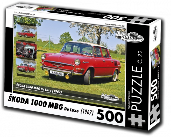 RETRO-AUTA Puzzle č. 22 Škoda 1000 MBG De Luxe (1967) 500 dílků