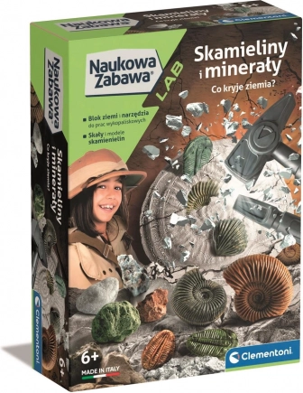 vědecká sada fosilie a minerály