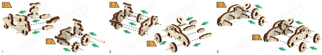 Dřevěné 3D puzzle mini sada Widgets: Historická vozidla
