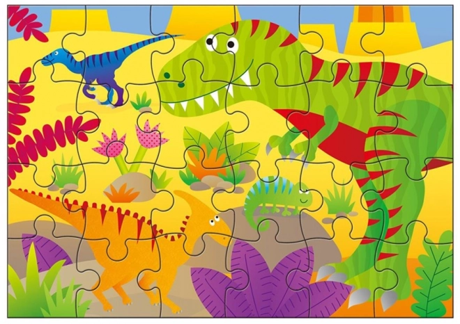 Puzzle V zemi dinosaurů pro děti 4v1